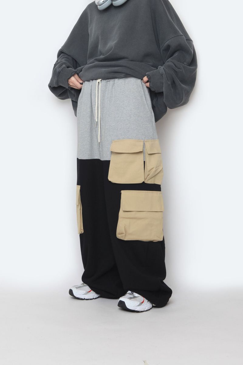 Sweat Coloring String Cargo Pants