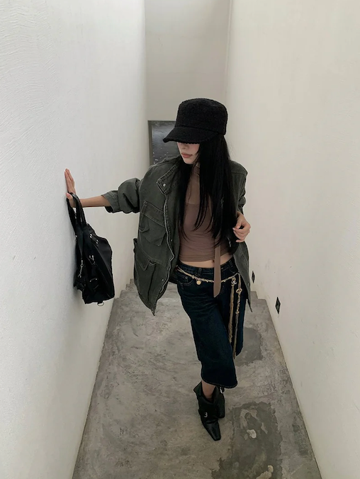 Retro straight capri denim pants
