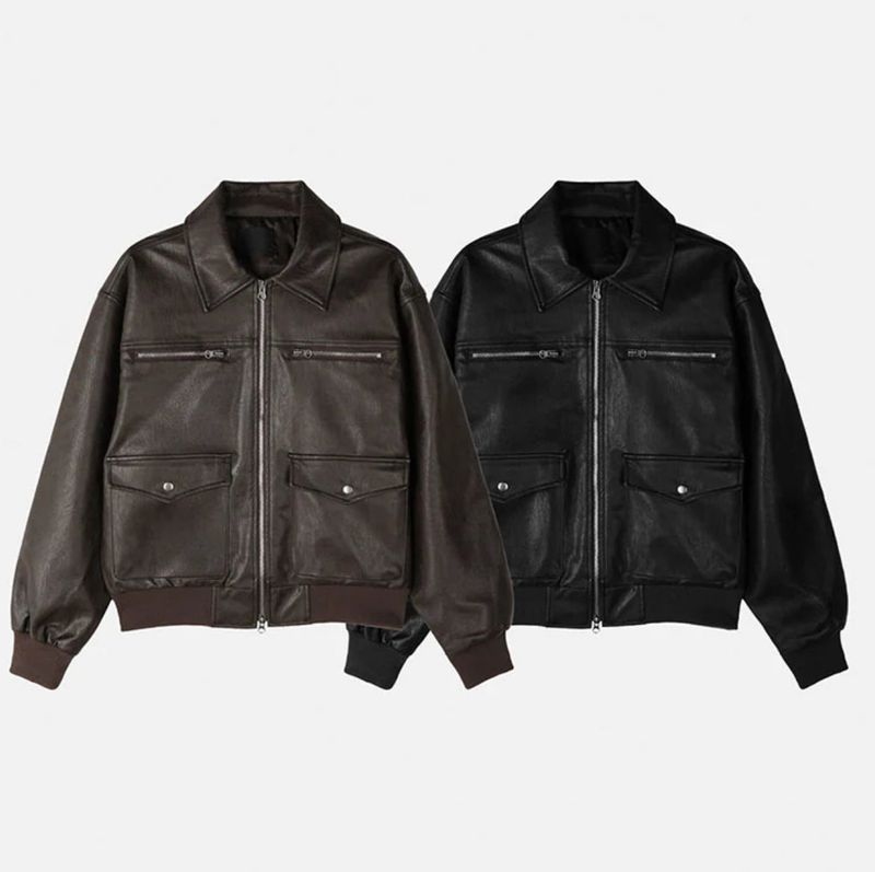 [F/W] Western crop leather jumper(2color)