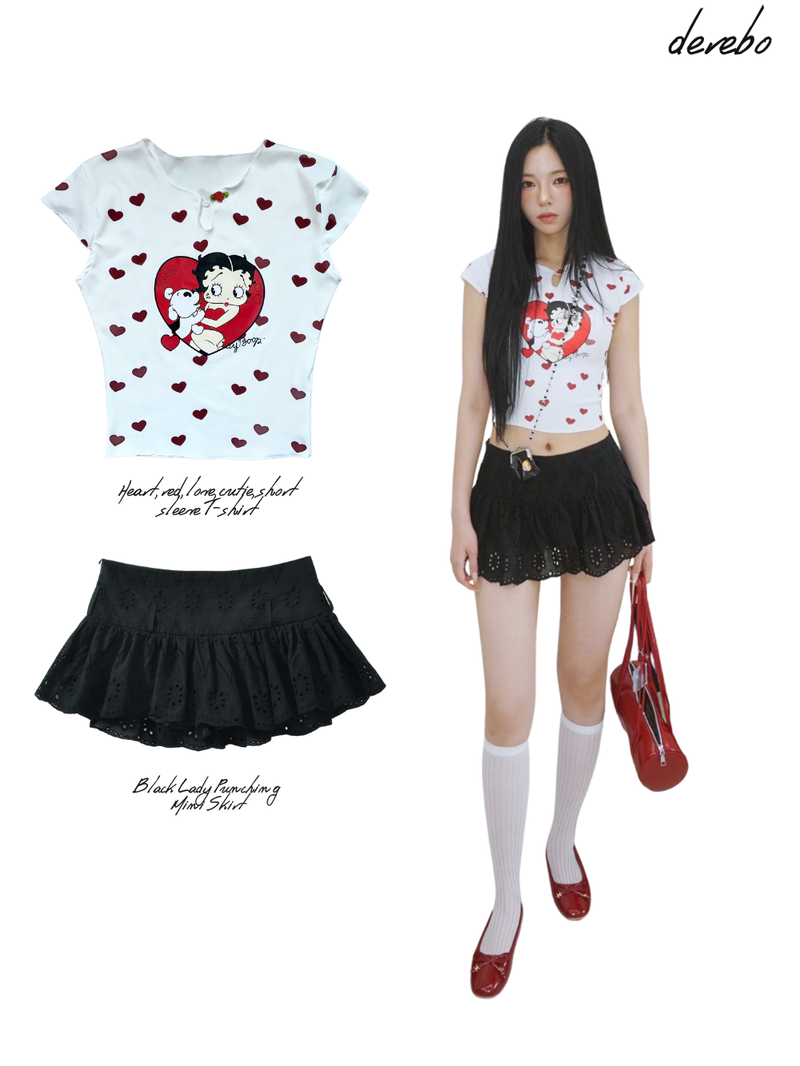 Black Lady Punching Mini Skirt