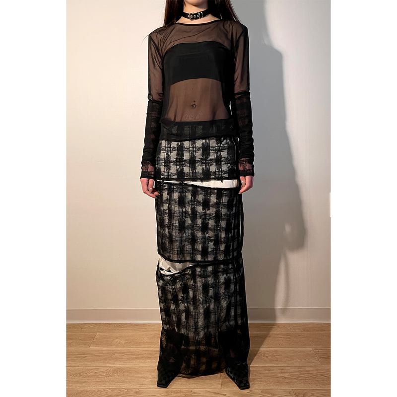3 LAYERS CHECK SKIRT
