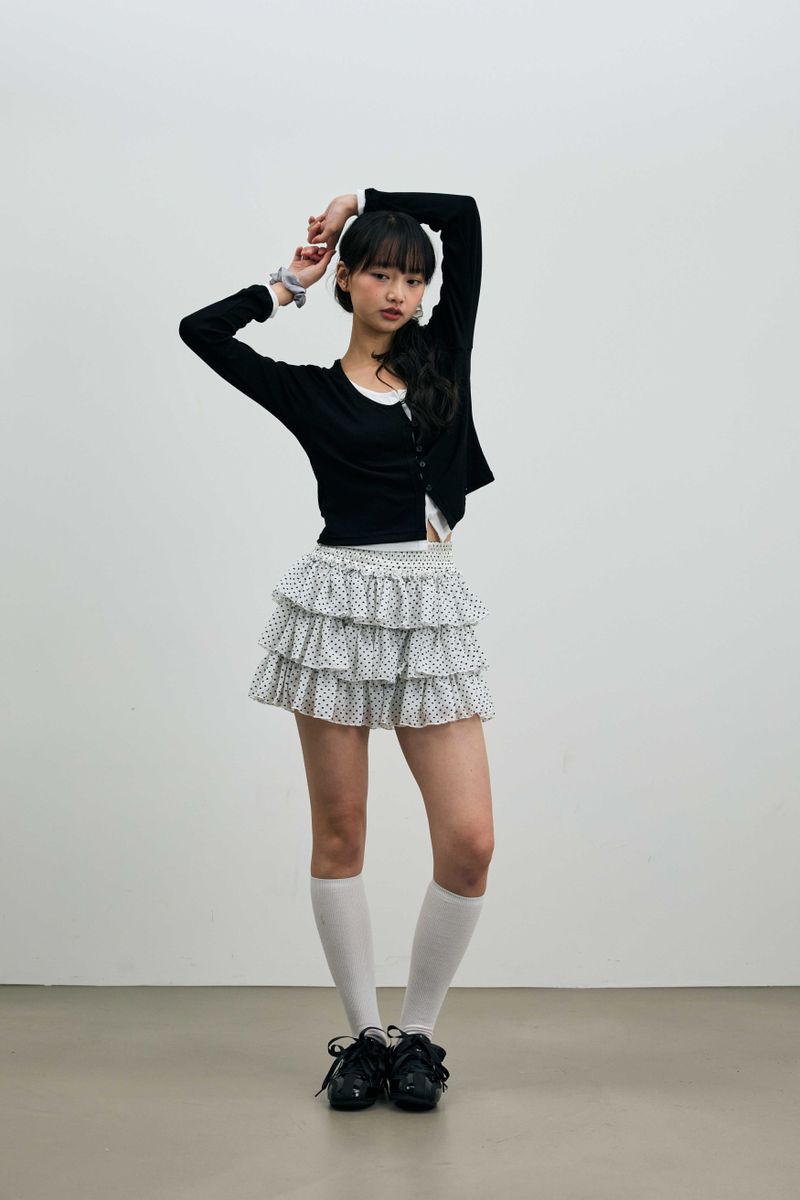 LYLA LAYERED CARDIGAN / BLACK-WHITE