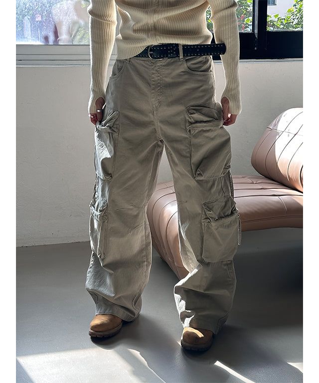 [Unisex] Dyeing string multi cargo pants(3color)