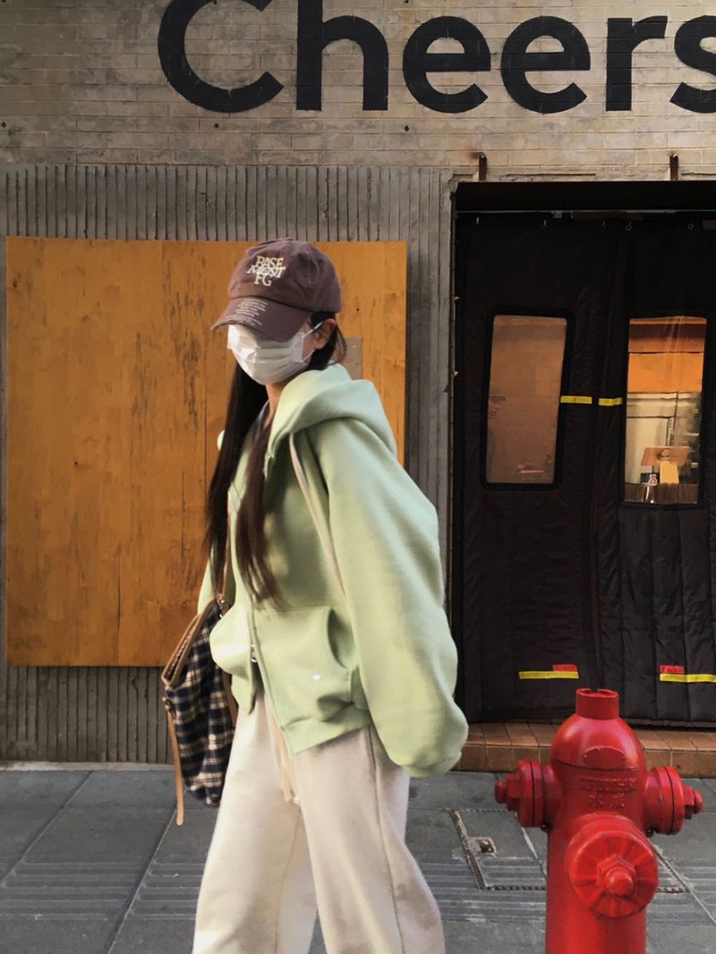 [Bellied made] Movening Color Blocking Two-Way Hooded Zip-up