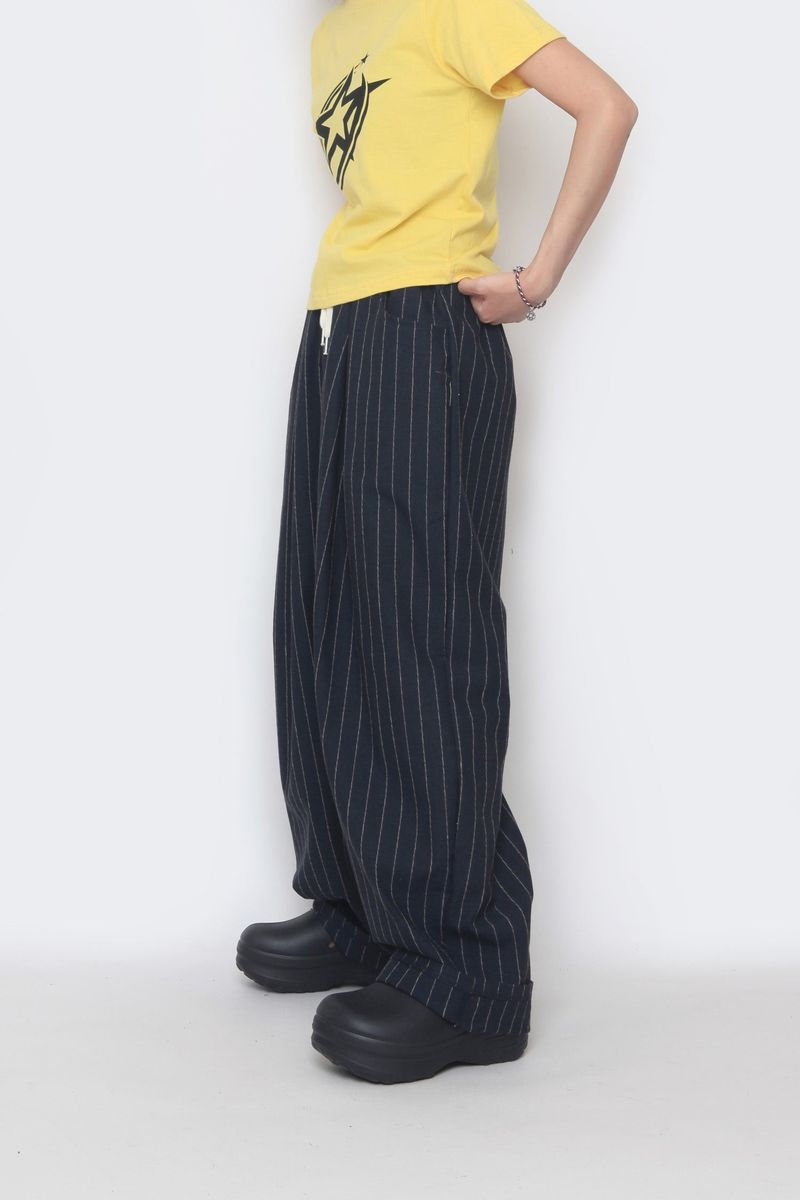 linen striped wide pants