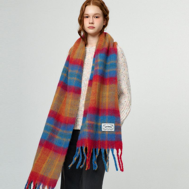 Soft Brushed Check Muffler_Blue