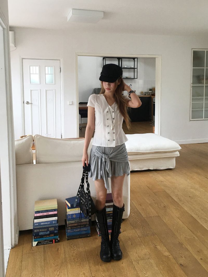 Beagles shirring mini skirt