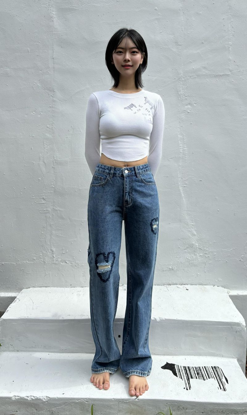 VINTAGE EMBROIDERED DENIM PANTS code 17911