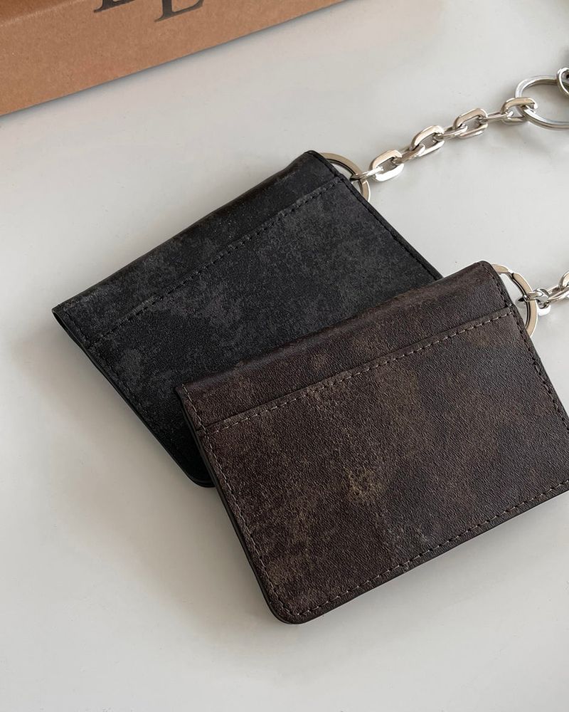 Vintage leather key ring wallet