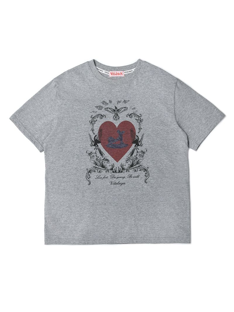 VITALSIGN(バイタルサイン)の「Heart Vintage Bird T-shirt(Tops)」