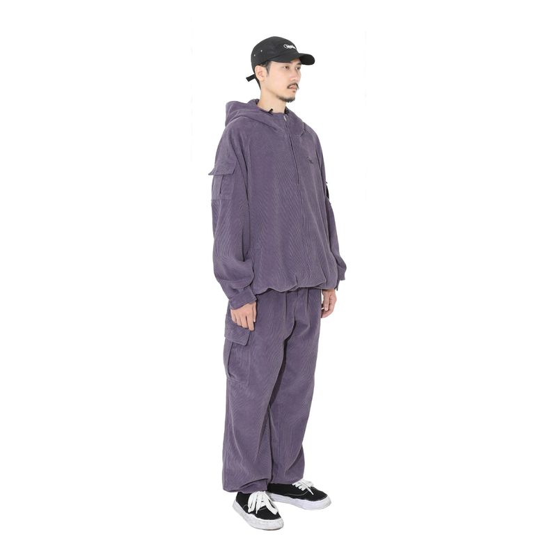 CORDUROY CARGO WIDE PANTS PURPLE