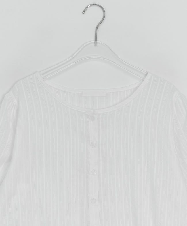 Roden Frill Cotton Balloon Short Sleeve Blouse