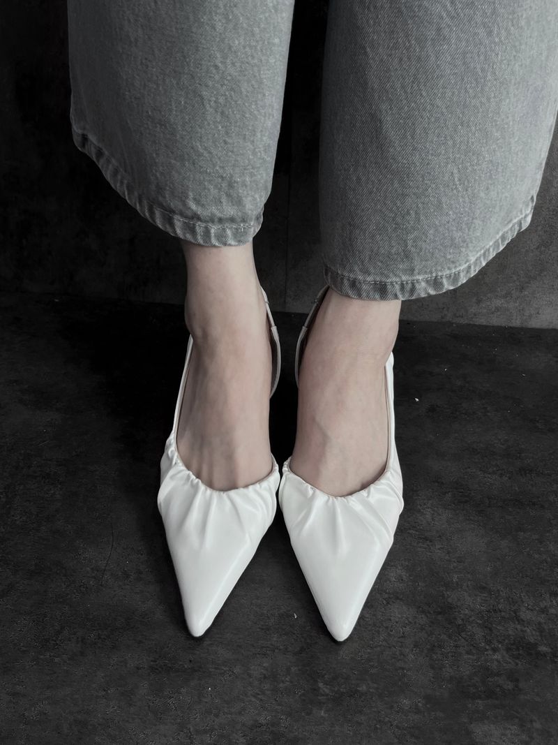 shirring leather stiletto heels (2color)