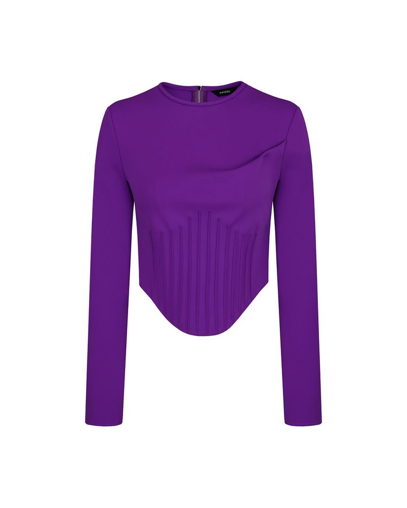 Pintuck Jersey Top _ Purple