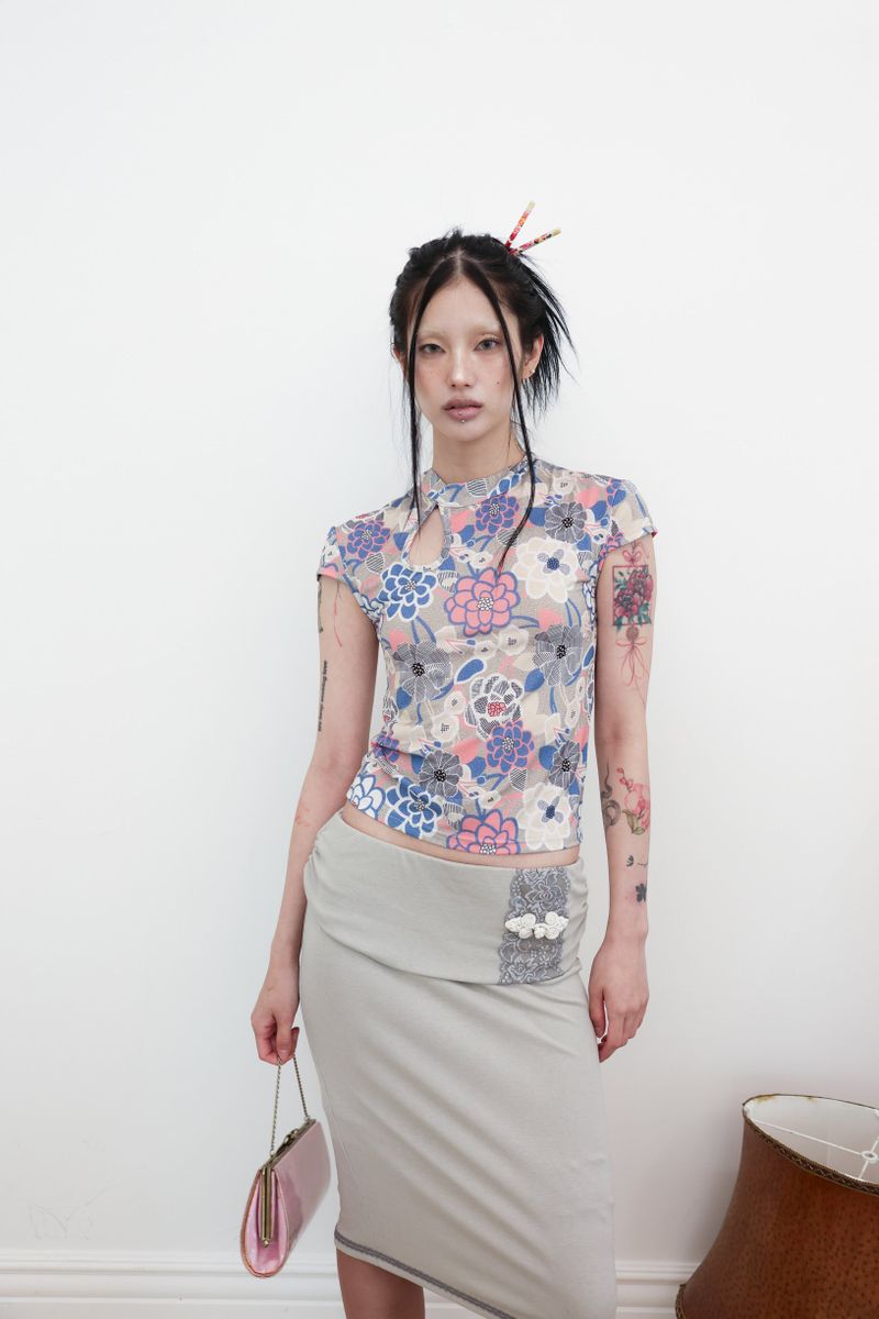 [香] Belle Lace Midi Skirt (3-way) (Gray)