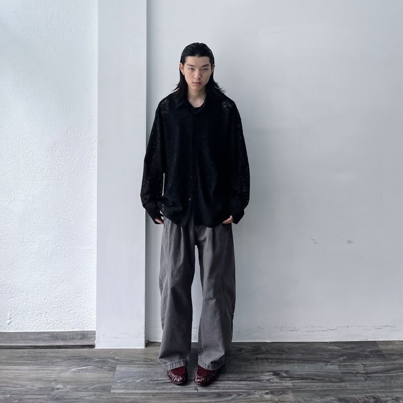 Washed Multi-Button Wide Pants