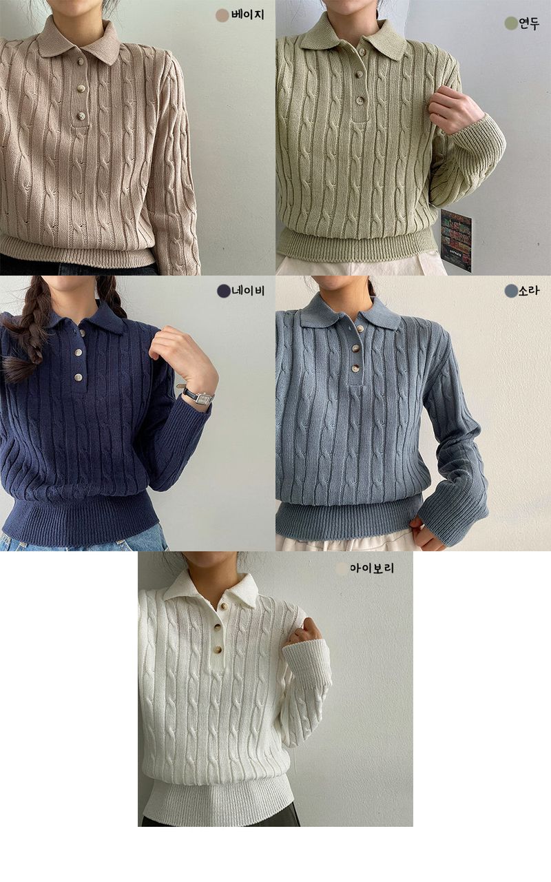 Miles Twisted Bread Button Collar Knit
