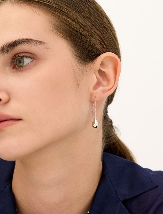 26SS★ Champagne Moon Dew Drop Silver Darling Earrings