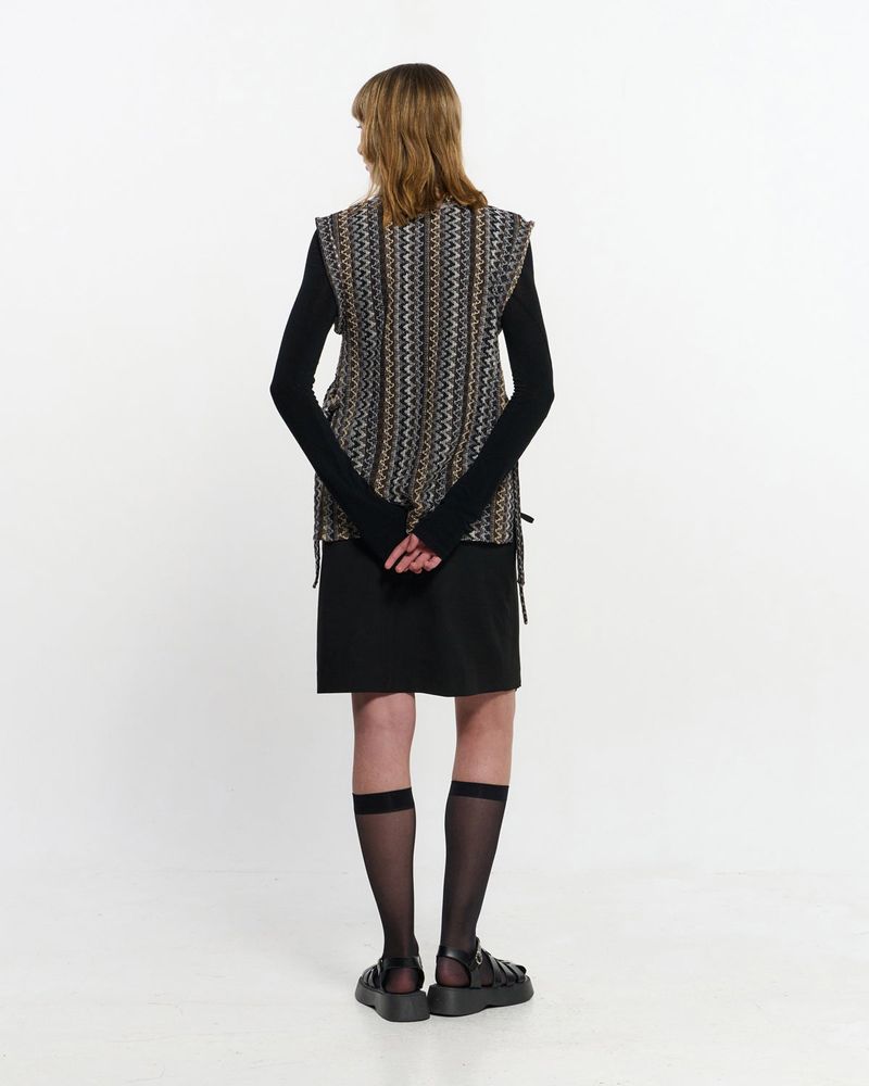  V neck knit Vest _ BROWN