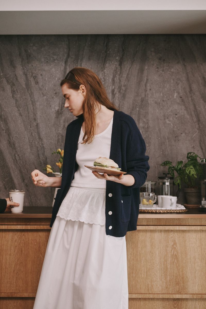 Loose cardigan (Navy)