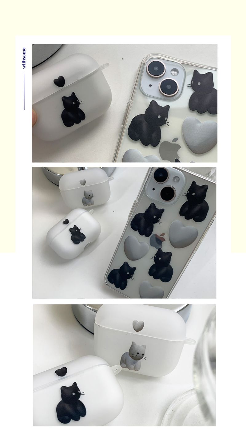 Heart cat AirPods Case_matt