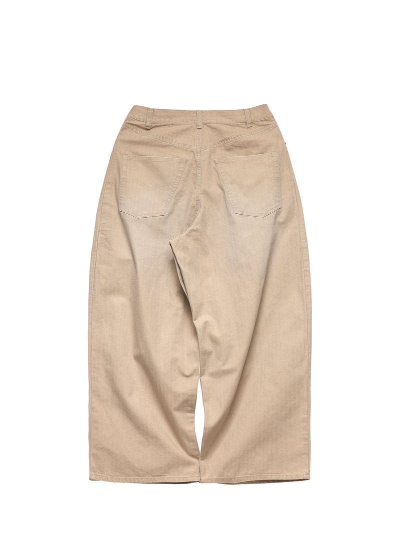 6CRAYON Khaki Classic Herringbone Washed Wide-Leg Trousers