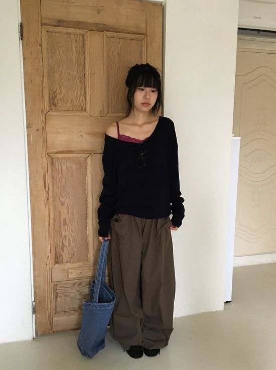 Pabor Deep U-Neck Loose-Fit Knit