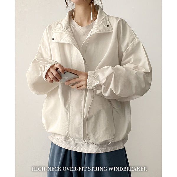 hijjoo（ハイチュー）の「Poe High Neck String Overfit Windbreaker Jumper（Jackets/Outerwear）」