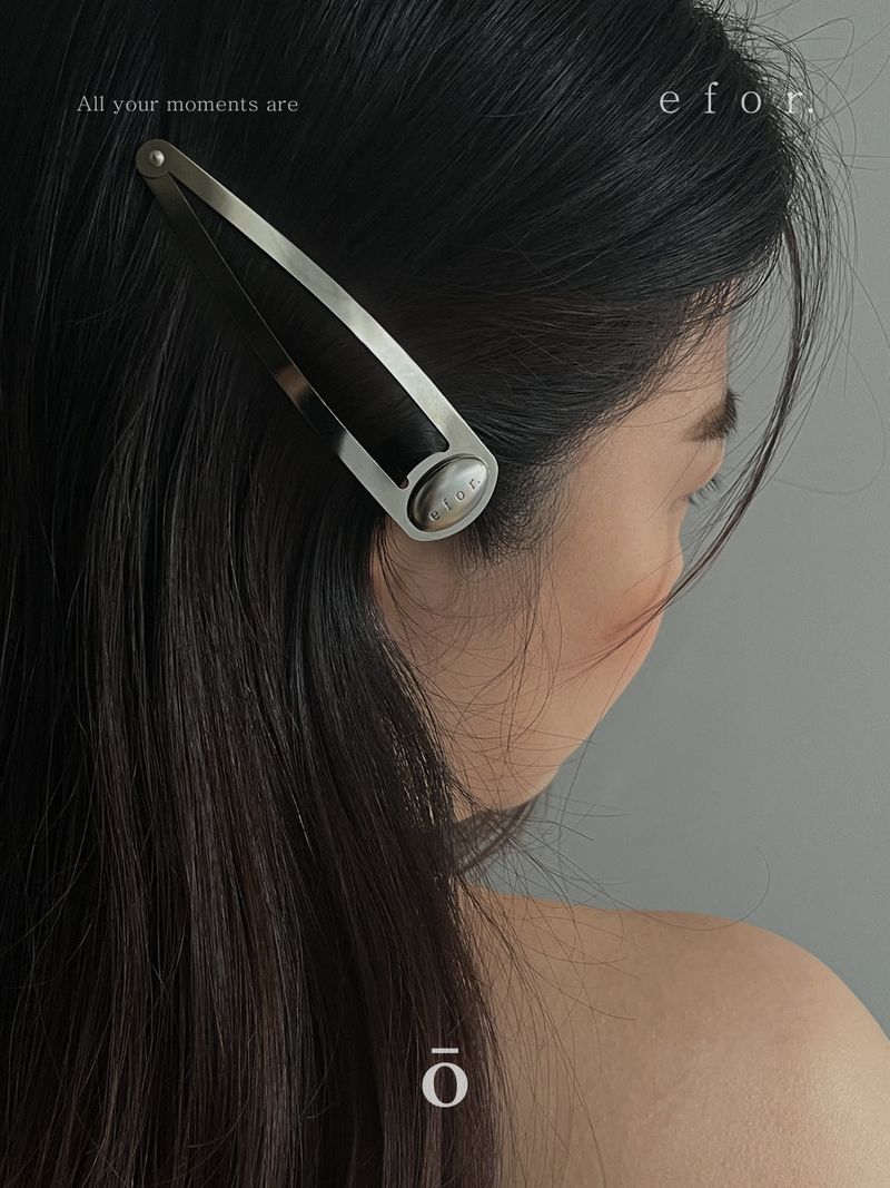 Logo Button Hair Pin 10cm