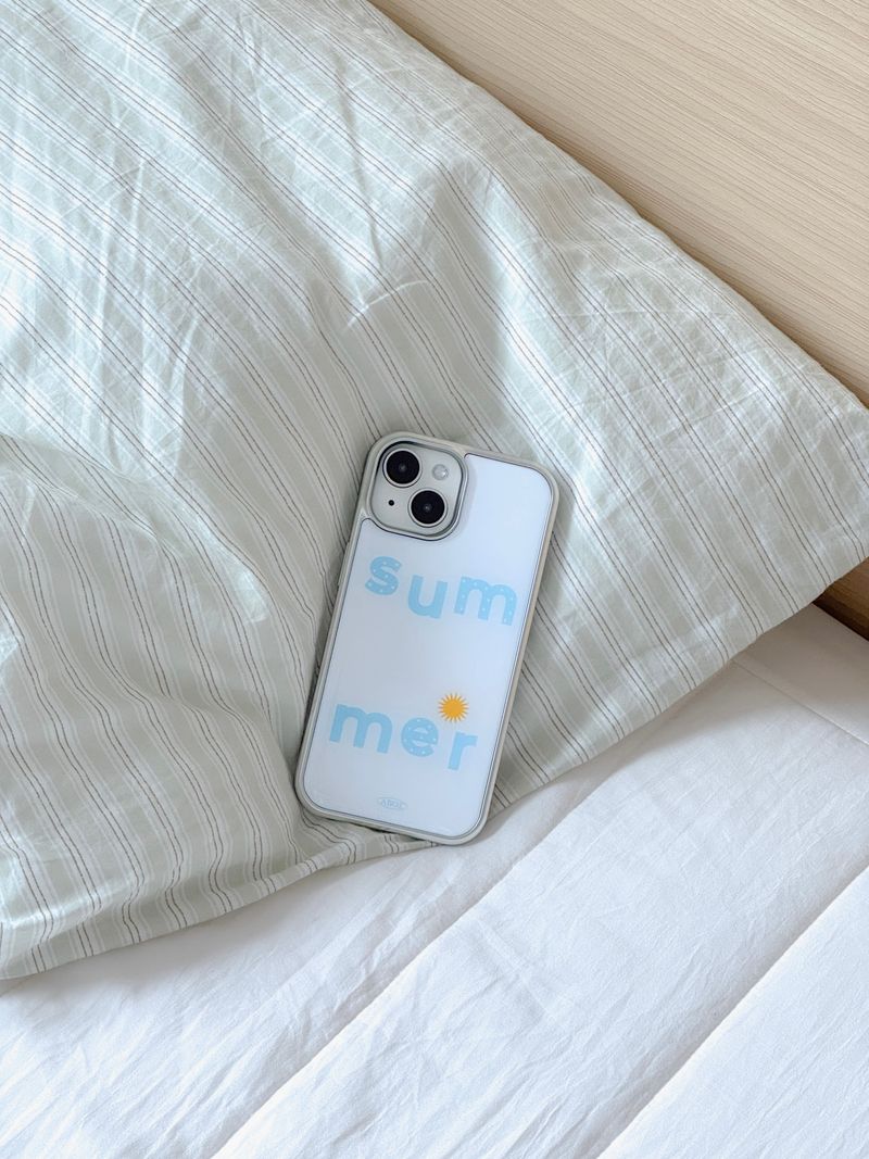 SUMMER WHITE BLUE Silver Epoxy Case