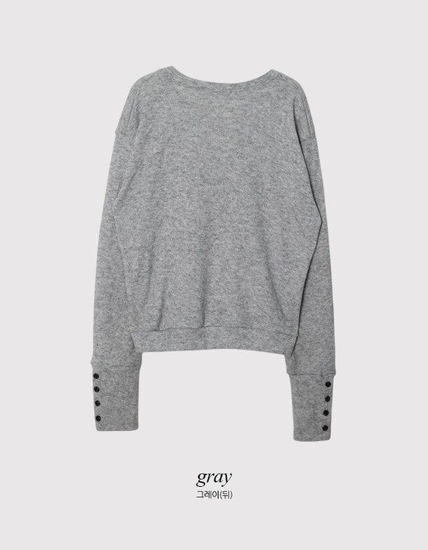 Cuff Button Deep V-neck Knit (2color)