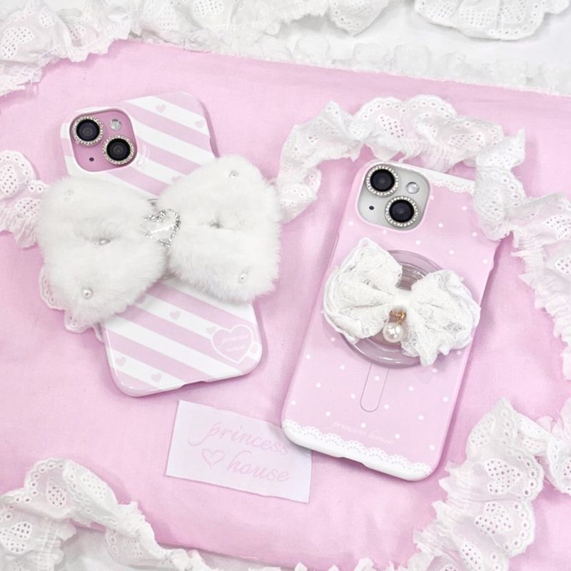 Floral ribbon phone grip - normal(stick-on)
