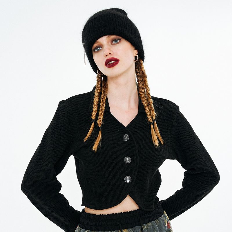Finger Hole Tulip Shirt [Black]