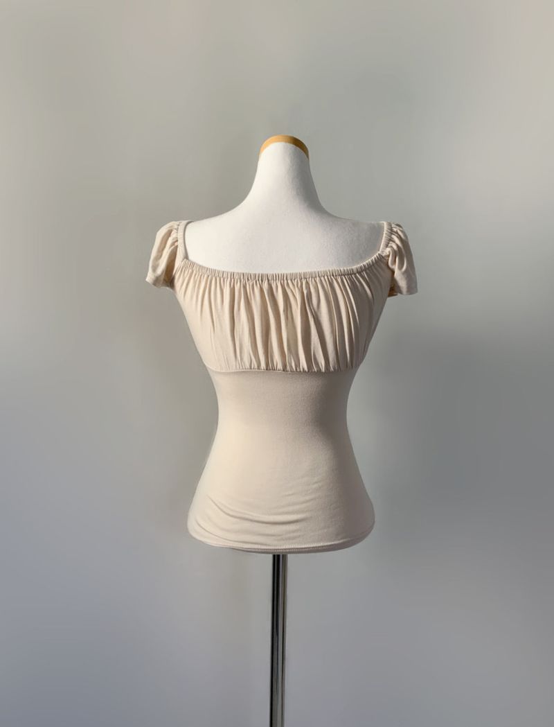 Elisebe Strap Shirring Top (light beige)