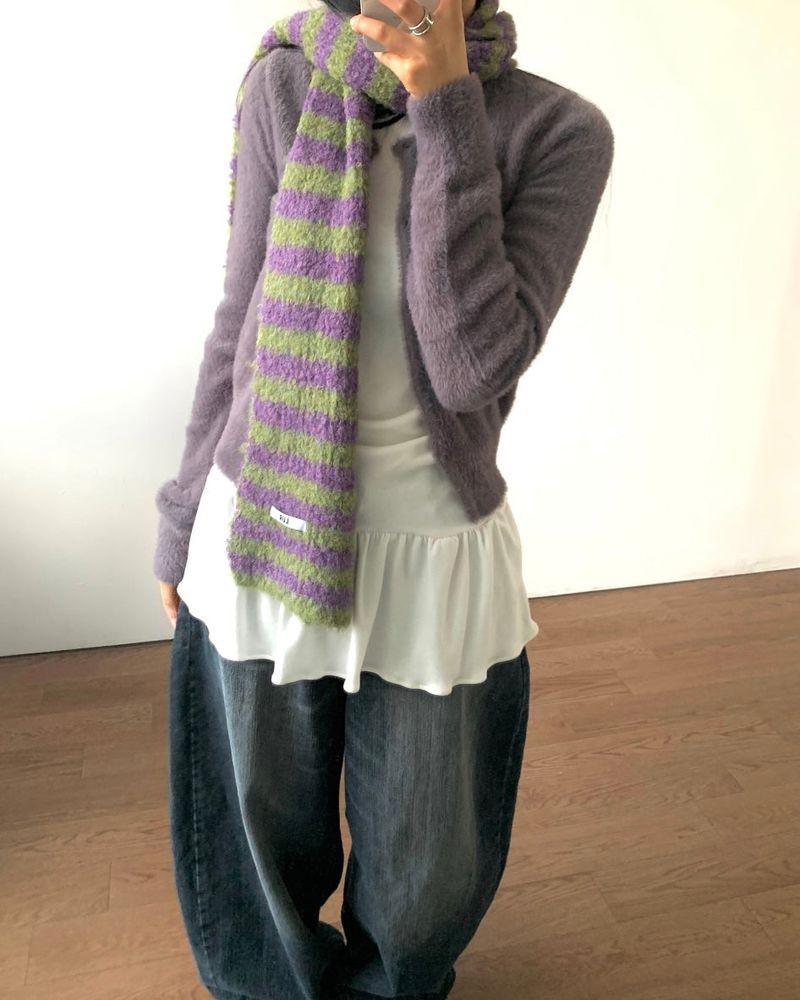 Ore Angora Fur Crop Cardigan 2C