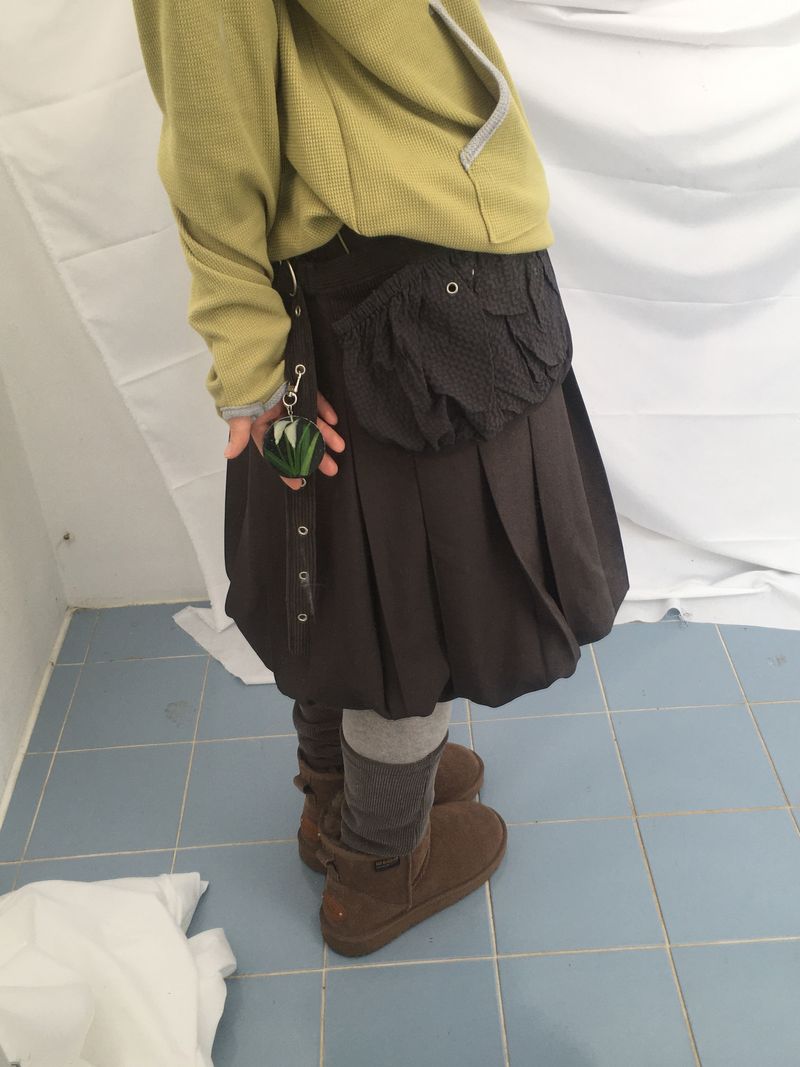 highneck loose waffle hood