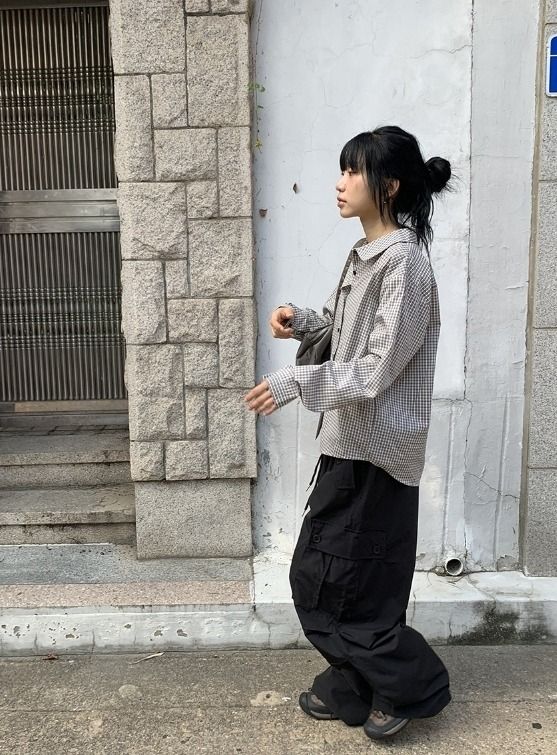 26FW★ [BAONHAUS] Hoimin Round Collar Check Blouse