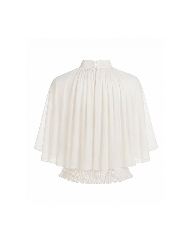 Elira Chiffon Drape Cape Blouse Ivory