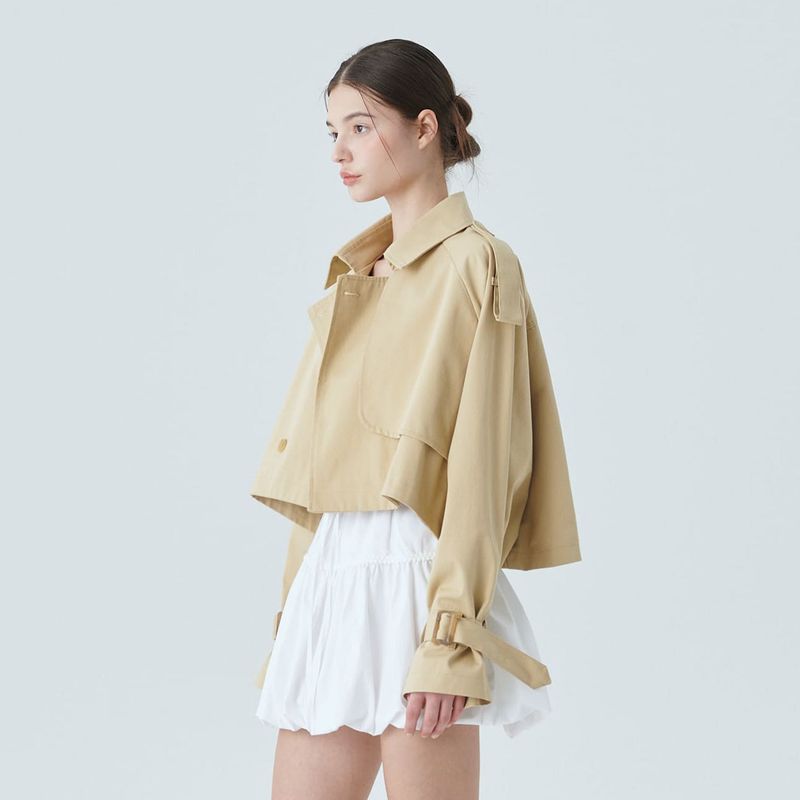 CROP TRENCH JACKET / BEGIE