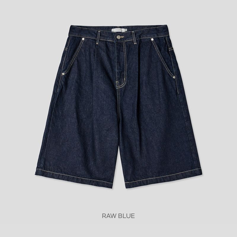 Pellid handle bermuda denim pants -1C