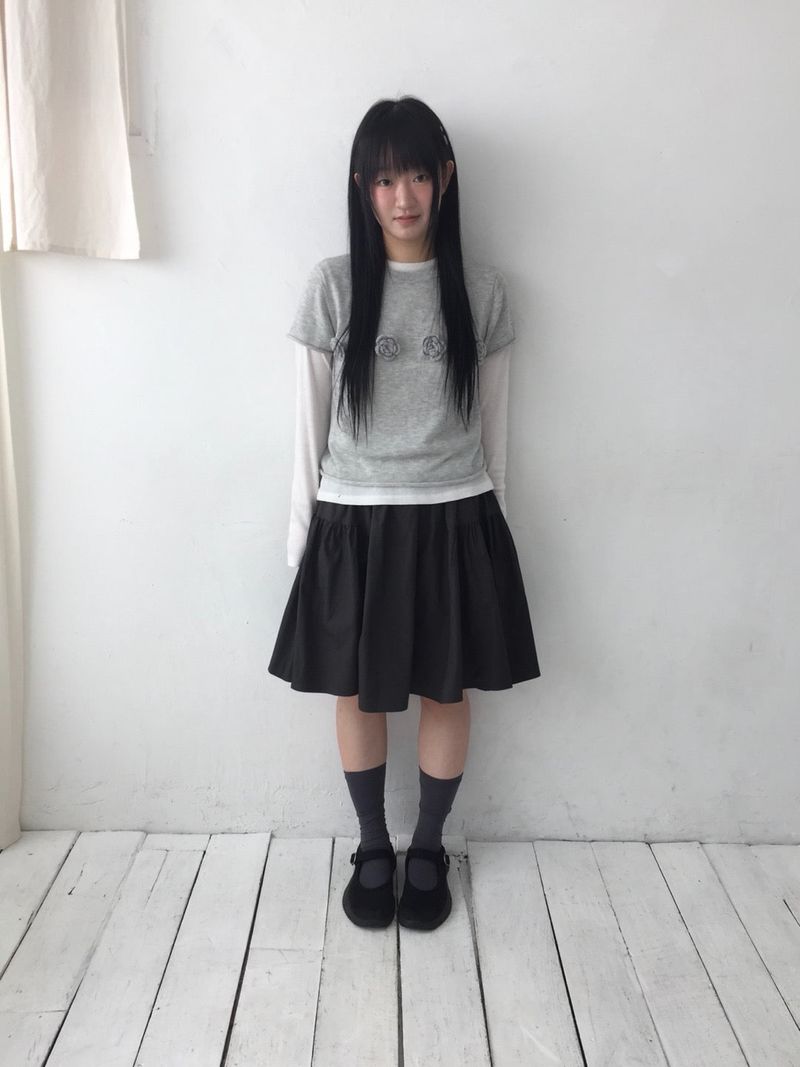 フラワーコサージュハーフニット