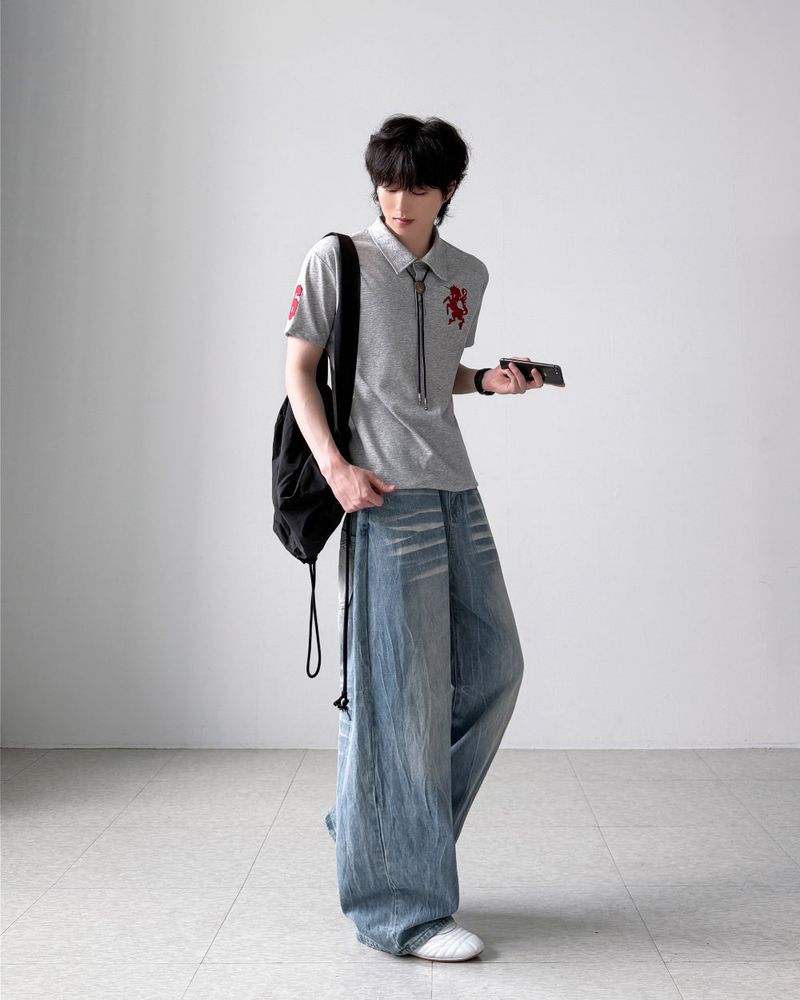 Visor Wrinkle Wide Denim