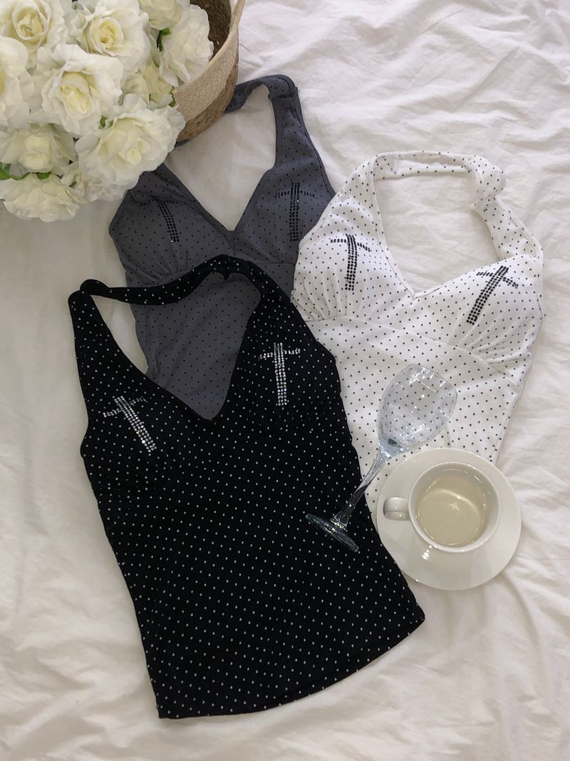 Cubic Cross Dot Halter Top