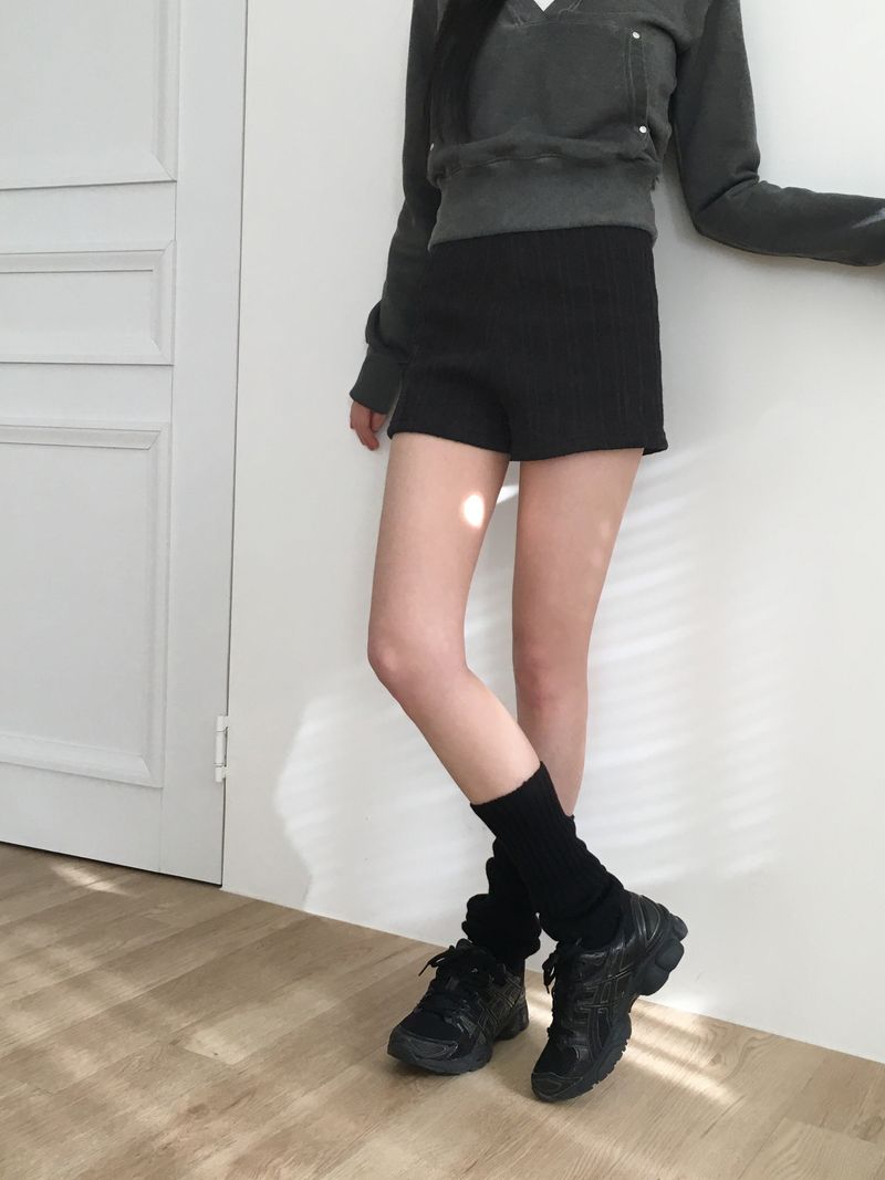 [Brushed lining] syoota ribbed short knit pants