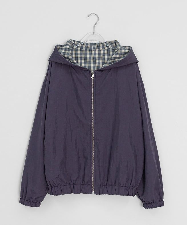 Modit Reversible Check Hood Windbreaker
