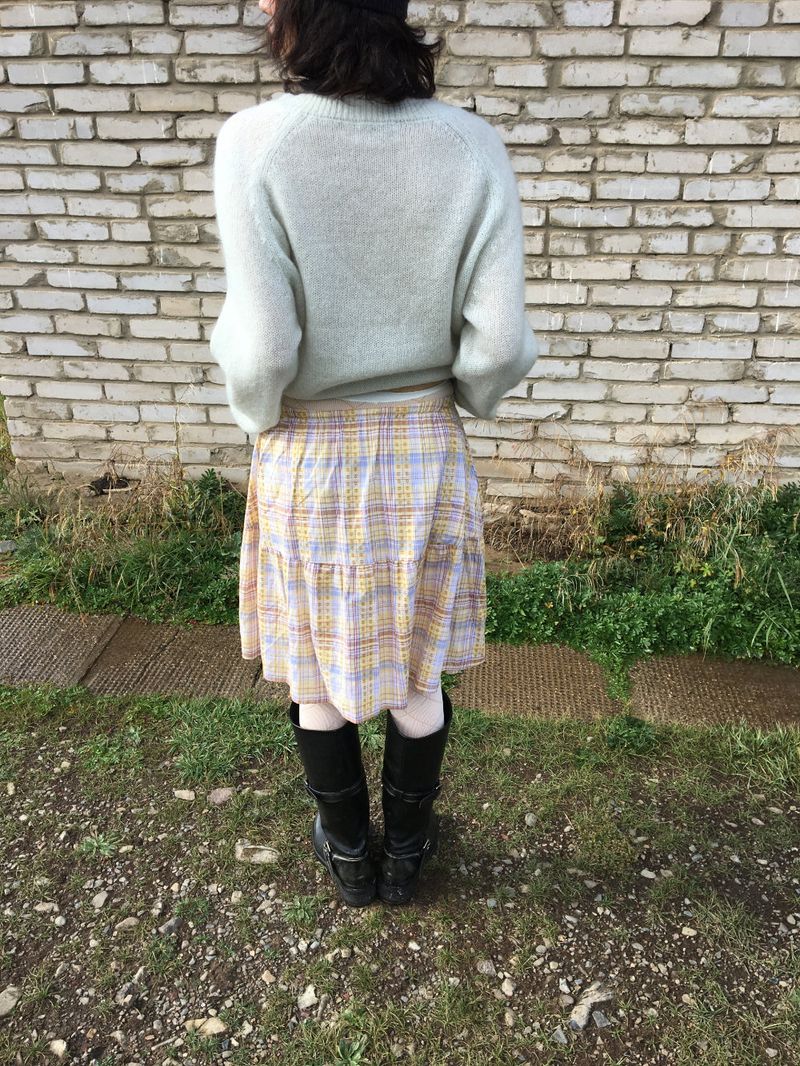 Kindergarten check skirt (2color)