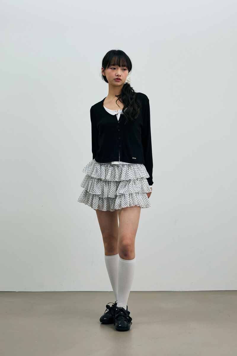 LYLA LAYERED CARDIGAN / BLACK-WHITE