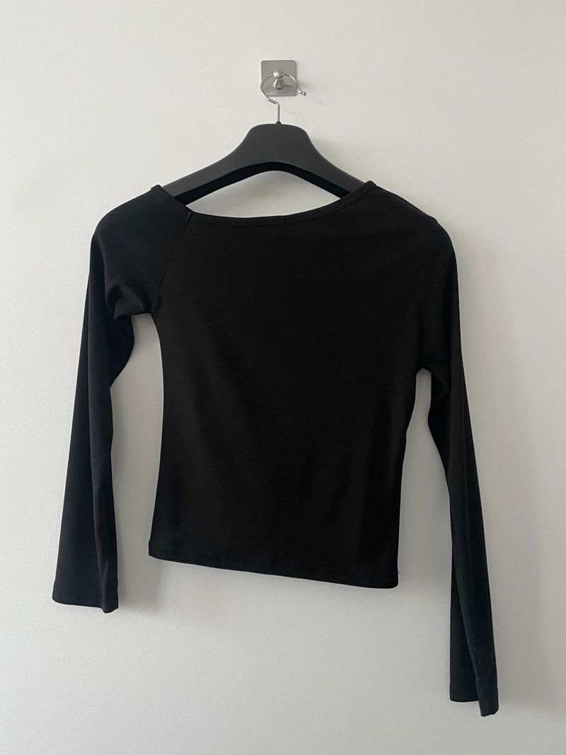 Funny diagonal slim off-shoulder T