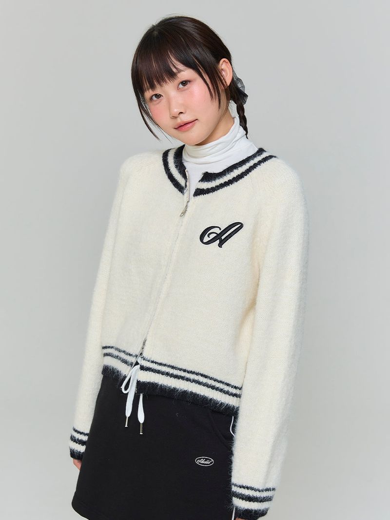 TWO-WAY A EMBROIDERED CARDIGAN - IVORY