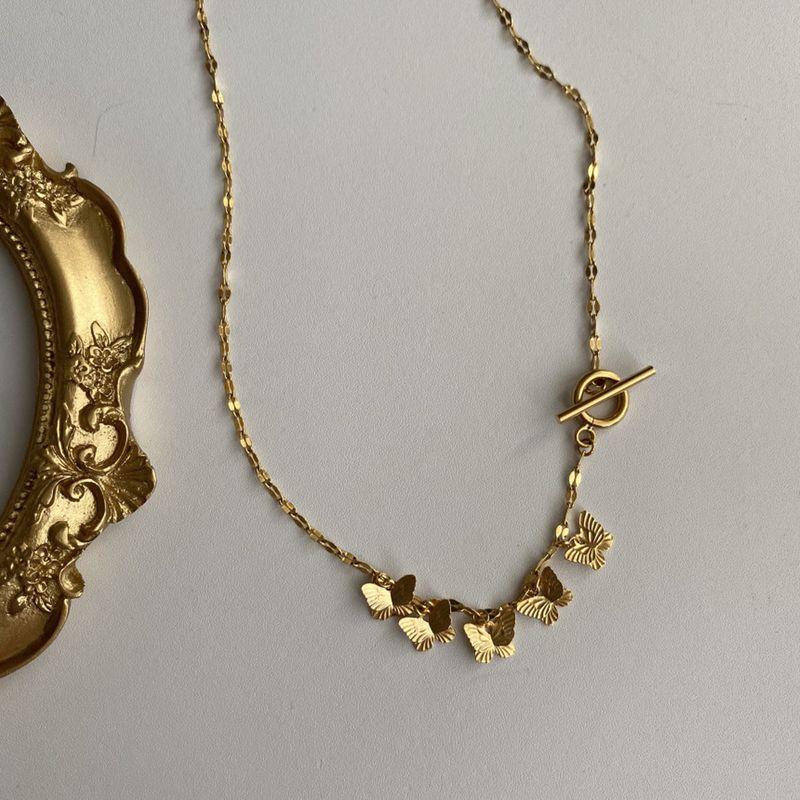 jn Vintage Butterfly Toggle Bar Necklace